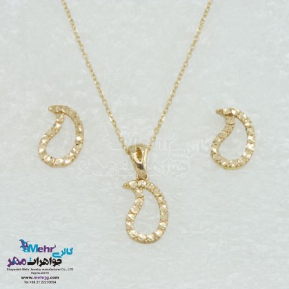 Half set of gold - Necklace and Earring - Paisley Design-MS0457